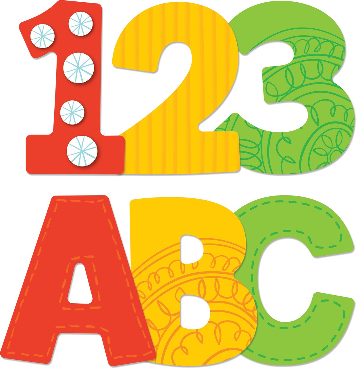 Carson Dellosa 76-Piece Colorful Cutout Letters, 4" Uppercase Alphabet, Numbers, Punctuation, and Symbols Boho Decor for Bulletin Board, Posterboard, Party, and Classroom Decorations